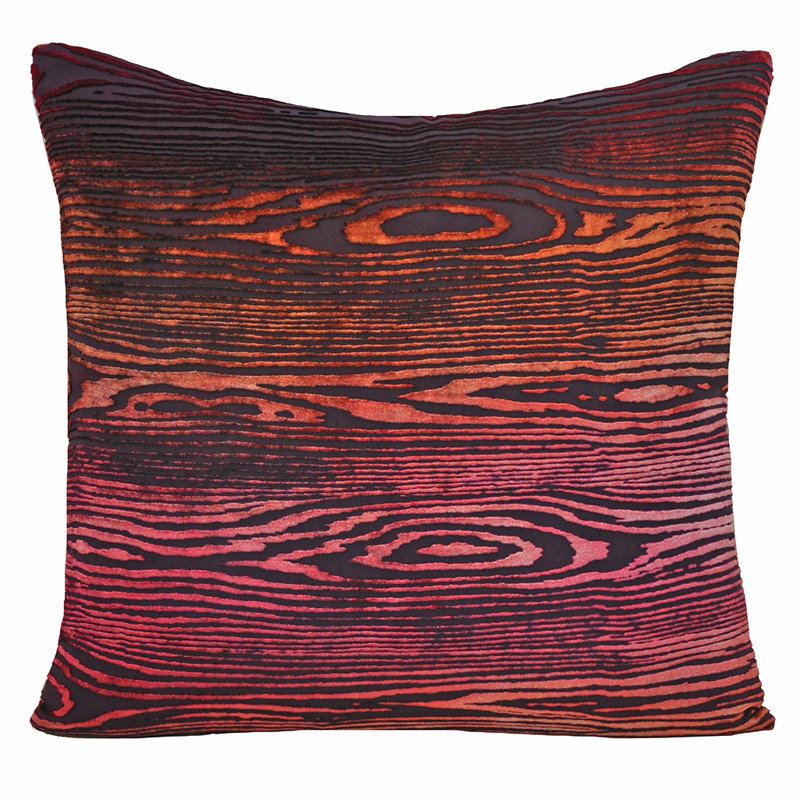 Woodgrain Rectangle Velvet Pillow Cover & Insert, Wildberry, Square 20"H x 20"W