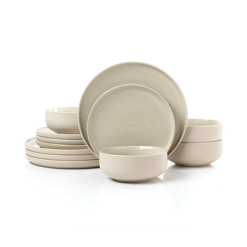 12pc 2tone (Matt & Shiny) Dinner Set, Cream/Beige