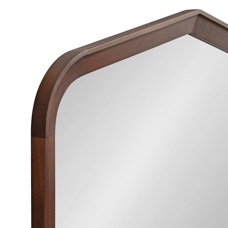 Ehitan Wooden Wide Arched Wall Mirror, 36" x 24", Brown