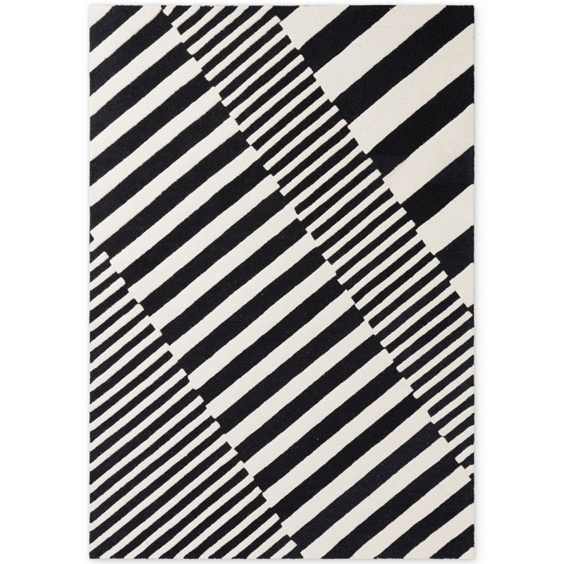 Stryve Striped Wool Hand Woven Area Rug, Rectangle 200 x 290 cm