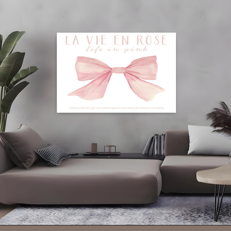 La vie en rose romantique, fantaisiste, art abstrait rose, H 32 po x l 48 po