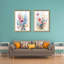 Ensemble de 3 art mural encadré floral coloré - impressions sur toile remplaçables avec cadres en bois massif, décoration murale botanique moderne pour le salon et la salle à manger 18 po x 24 po