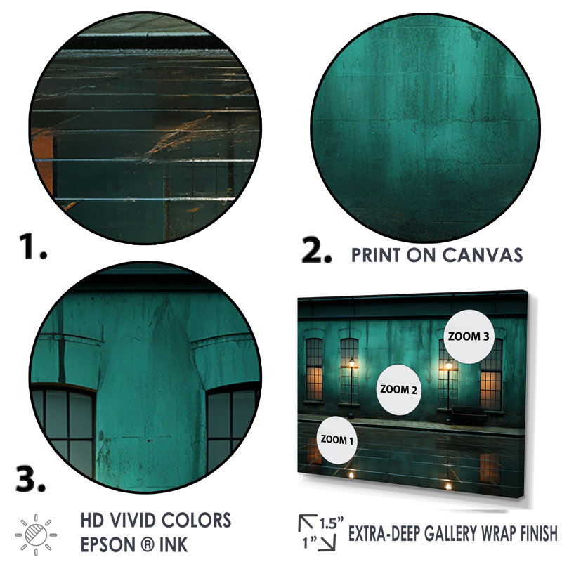 Turquoise Twilight Industrial II sur toile, Toile tendue, H 12 po x l 20 po x P 1 po