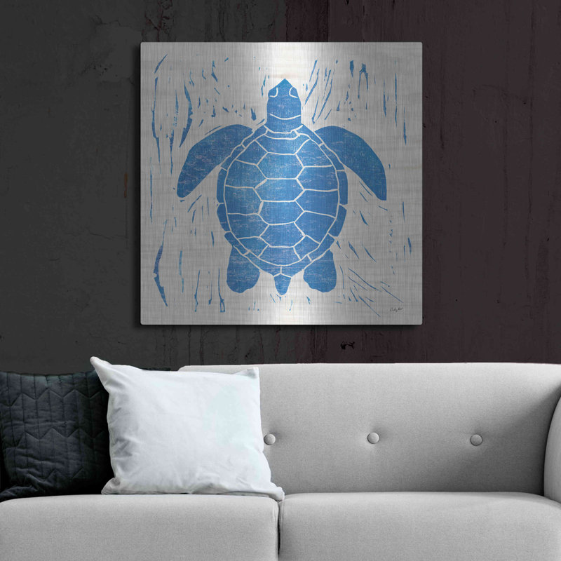 «Sea Creature Turtle Blue» par Courtney Prahl, H 36 po x l 36 po