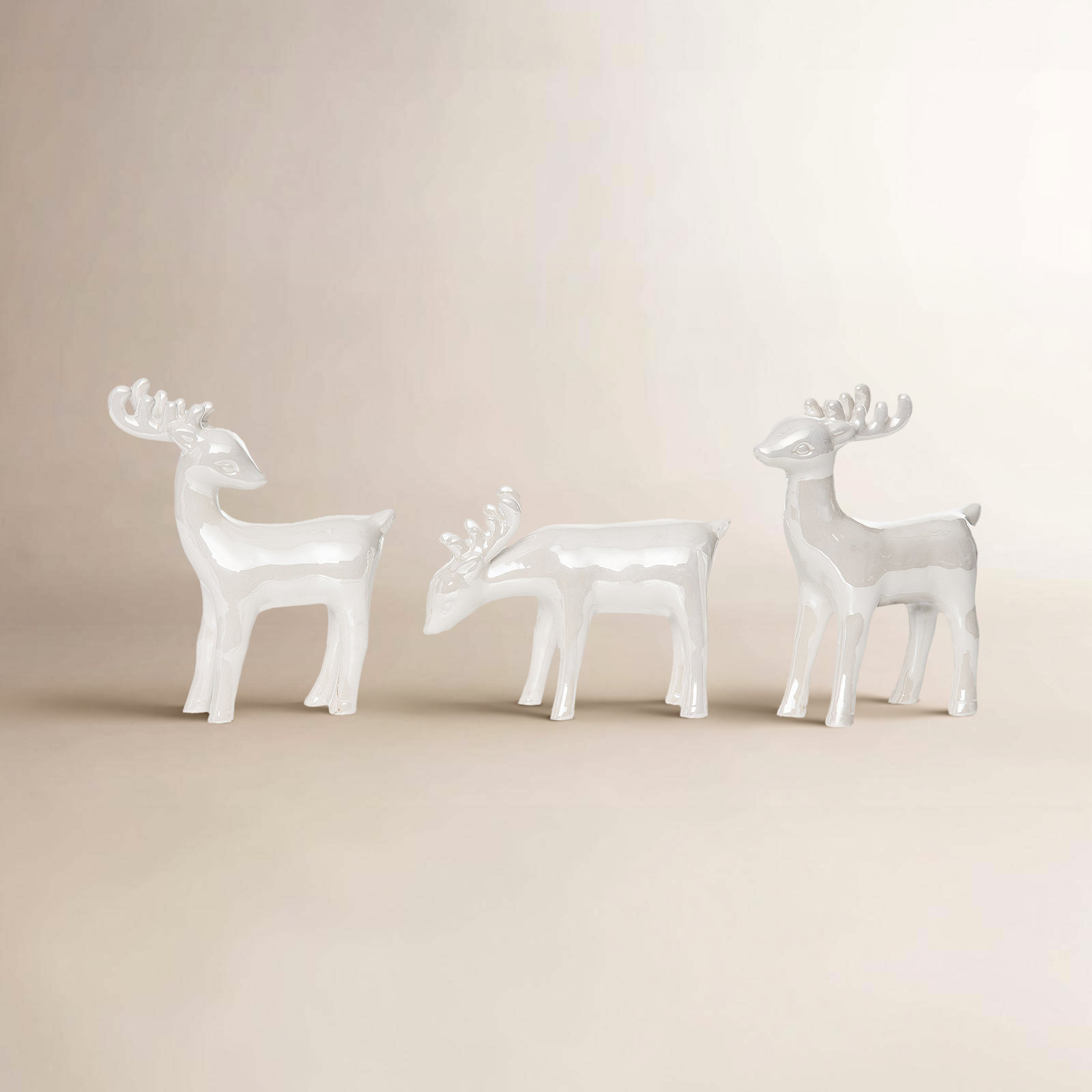 3-Piece Ceramic Reindeer Figurine Set