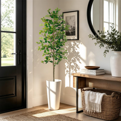 74'' Faux Eucalyptus Plant In  White Pot