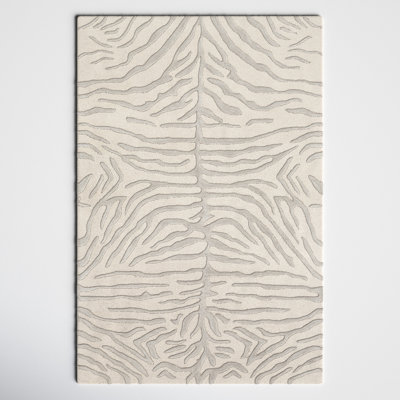 Carmen Animal Print Handmade Tufted Wool Gray/Beige Area Rug