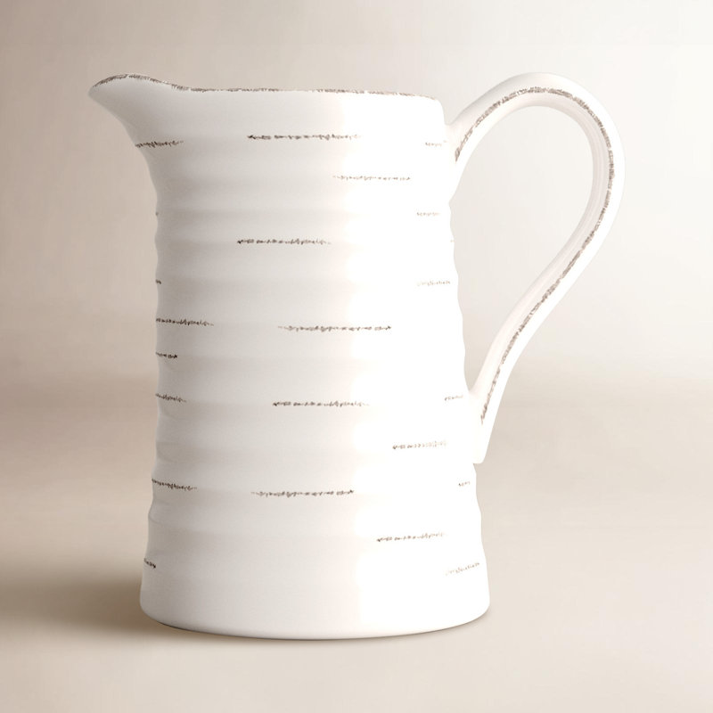 Embossed Stripe Ceramic Pitcher