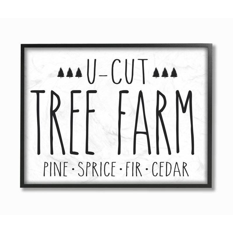 «Tree Farm», reproduction d'art textuel, Giclée encadrée noir minuit, H 11 po x l 14 po