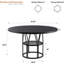 47 po, table ronde de 47 po pour 4 à 6 personnes, table de cuisine moderne avec tablette de rangement et cadre en métal pour salle à manger, salon, bureau, appartement-743614786
