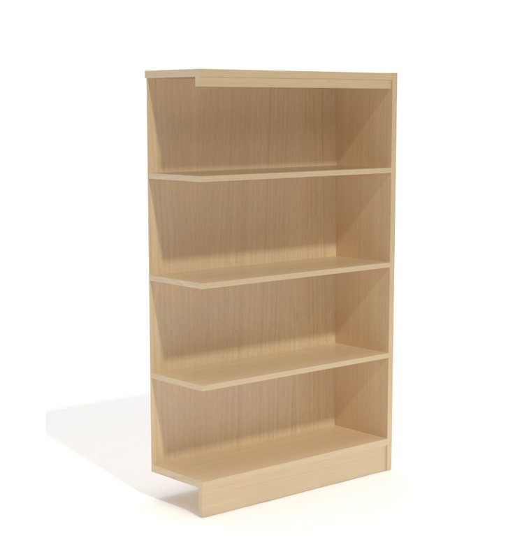 Bibliothèque standard Durecon, Chêne naturel, (Quatre tablettes) H 60 po x l 36 po x P 12 po