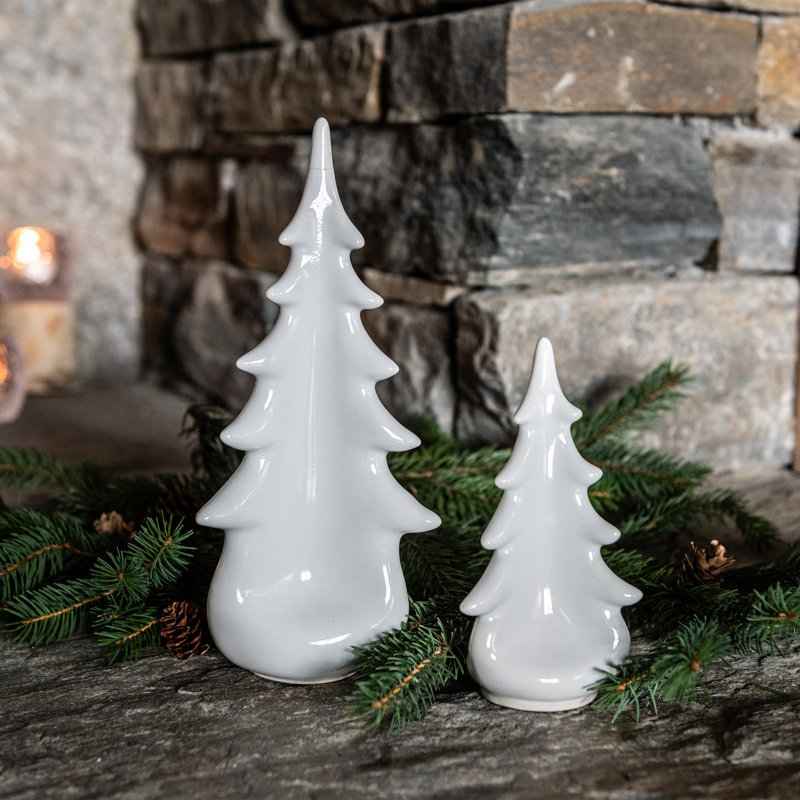 Pottery Evergreen, Dove, 3.25"W x 3.25"D x 6"H