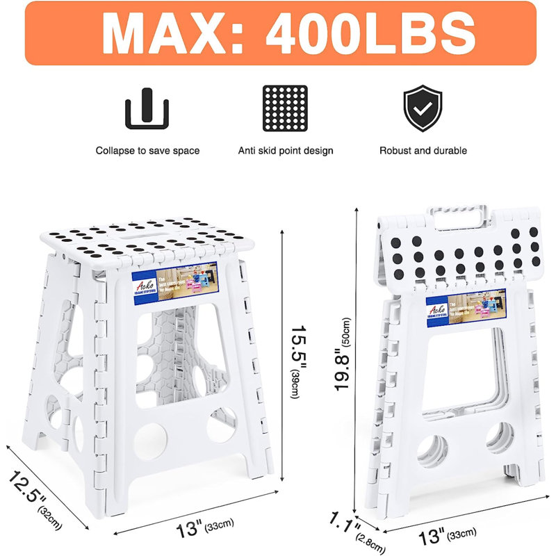 Akito White Foldable Step Stool