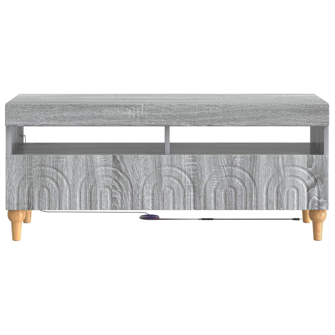 LED TV Cabinet with LED Strip Lights ALKMAAR Engineered Wood Furniture