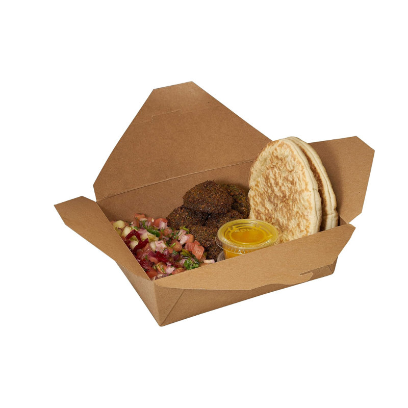 Boîte à lunch éco-responsable en papier kraft brun 66 oz, résistant aux fuites et à la graisse, recyclable (25)