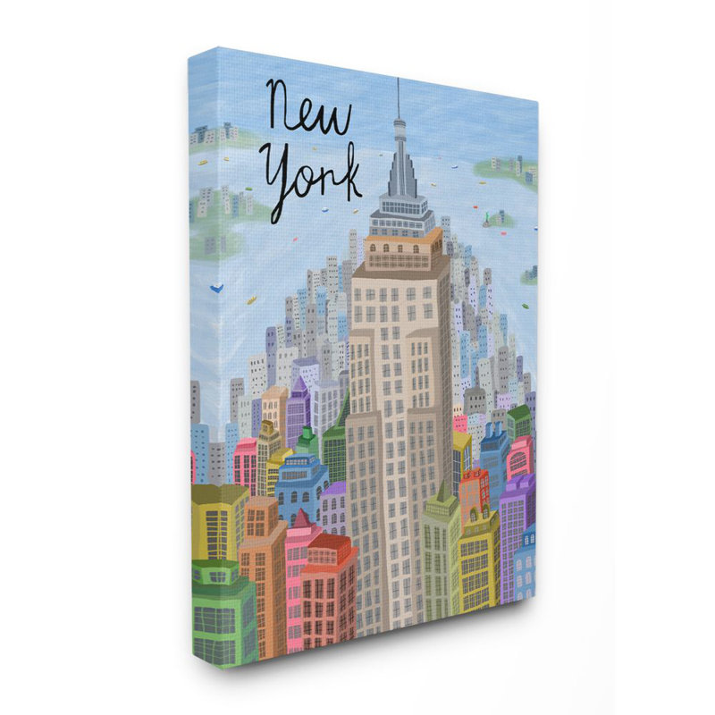 «New York City Skyline Landmark Architecture» par Carla Daly - impression d'art graphique, Toile tendue