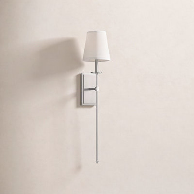 Dewayne 1-Light Metal Wallchiere with Linen Shade
