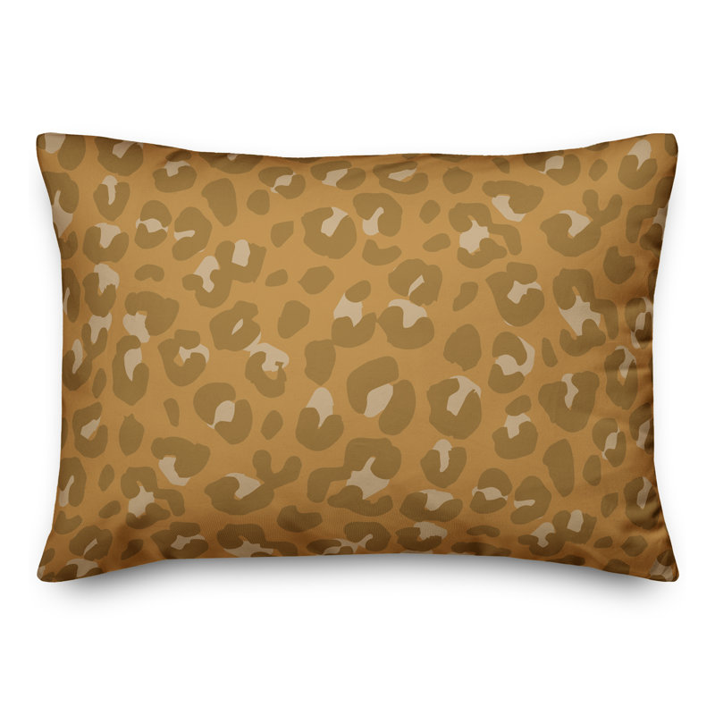 Coussin lombaire rectangulaire à imprimé animal, Jaune