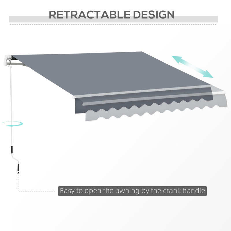 116.3"L x 96.5"W Wall Mounted Terrace Retractable Awning, Gray/White