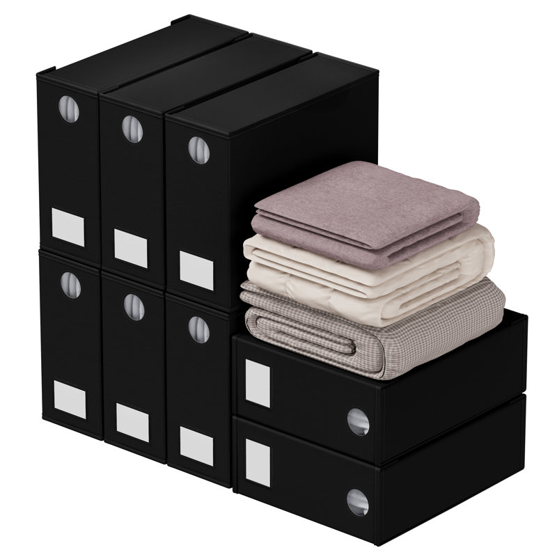 Ensemble de 8 organisateurs de draps et rangement, organisateur de placard en lin pliable avec fenêtre pour literie grand et très grand