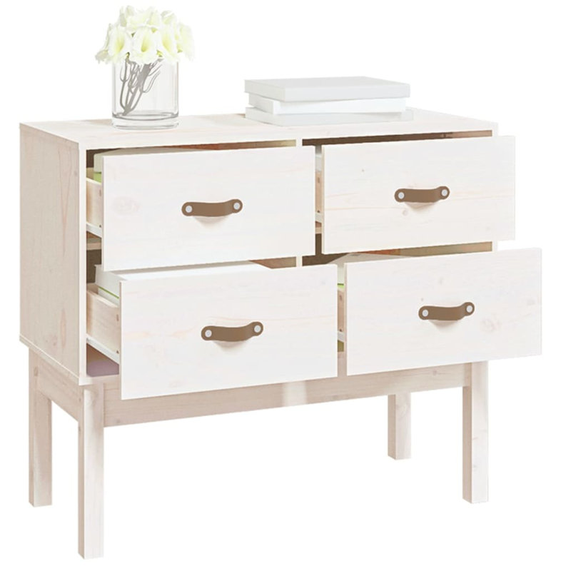 Kahea 90cm Solid Wood Sideboard, White
