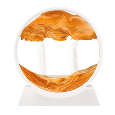Moving Sand Art Picture W/Decor Lamp Sand Art Liquid Motion-Round Glass Sea Sandscape  Display Flowing Sand Frame W/Light Relaxing 50ml