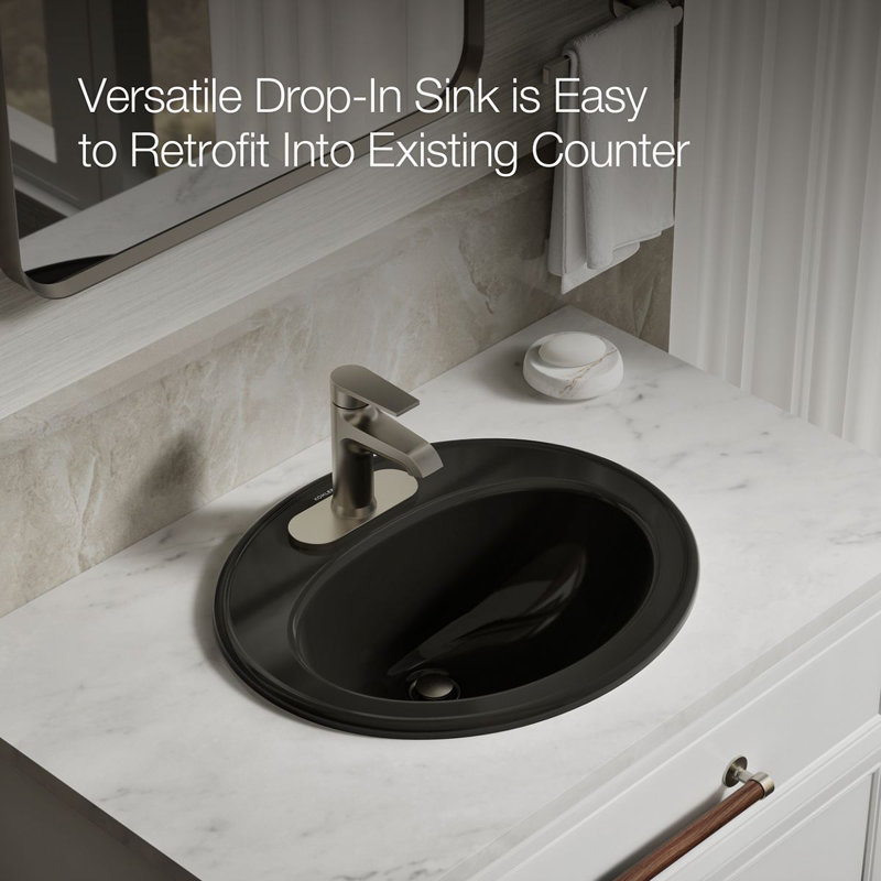 Pennington® Self-Rimming Drop-in Bathroom Sink with 4" Centers, No, Black