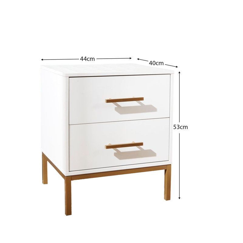 Agna 44cm W Bedside Table, White