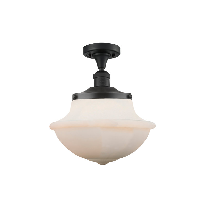 Plafonnier semi-encastré 1 lumière Baptiste, Ampoule non incluse, Blanc mat, Noir mat