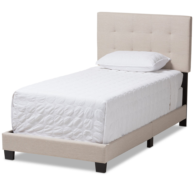 Upholstered Platform Bed, Beige