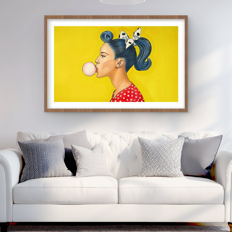 Femme rétro avec une belle queue de cheval - impression de décor de chambre à coucher