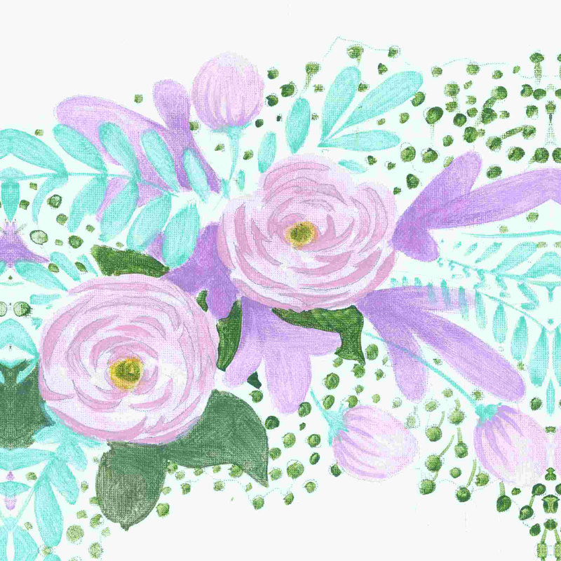 Douces fleurs mauves roses par - on, L 20 po x H 20 po x P 1,25 po