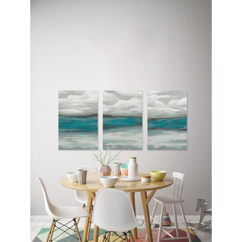 « clouds over the marshal triptyque », ensemble de 3 reproductions sur toiles, H 45 po x l 30 po x L 1,5 po