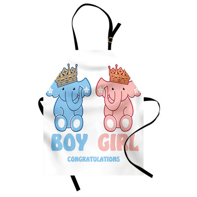 East Urban Home Gender Reveal Apron, Cooking Gardening, Adult Size, Blush Blue