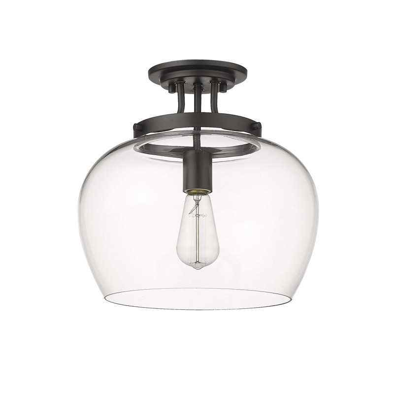 Plafonnier semi-encastré 1 lumière Caridad, Noir mat