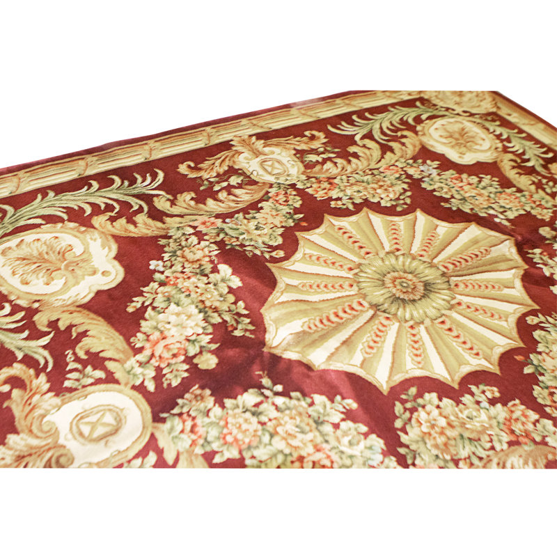 Hand Knotted Wool Area Rug in Wine
