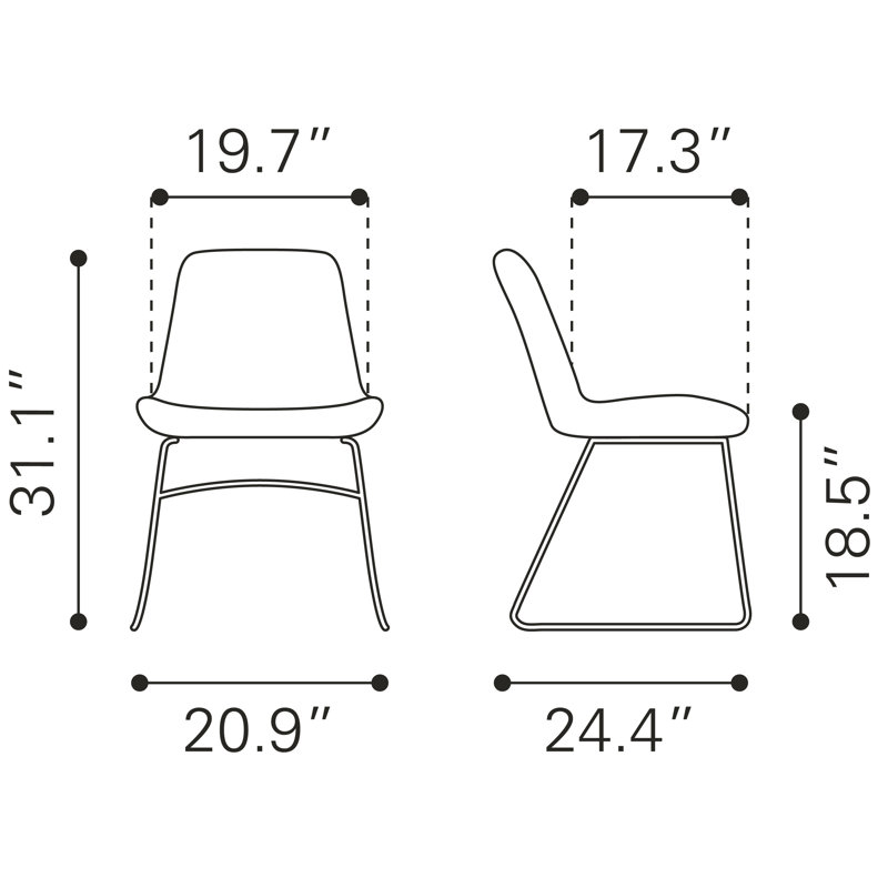 Ensemble de chaises Gurraj Tammy (ensemble de 2), Vert