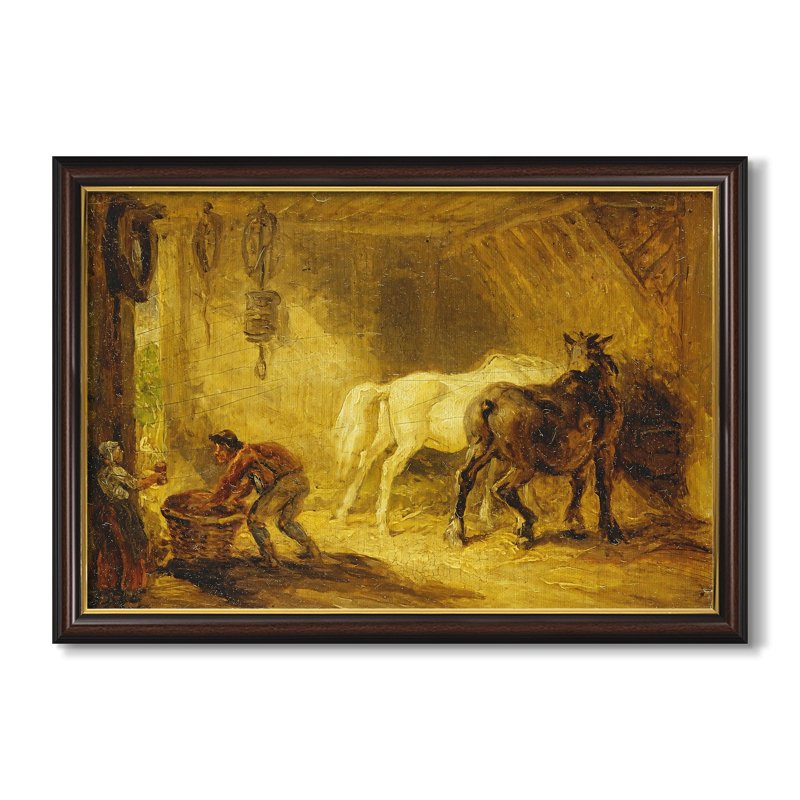 Heath Ewe and Lambs, 1810-James Ward - toile sur mesure encadrée, 24x34 INNER SIZE, Framed Canvas, Walnut Gold Lip