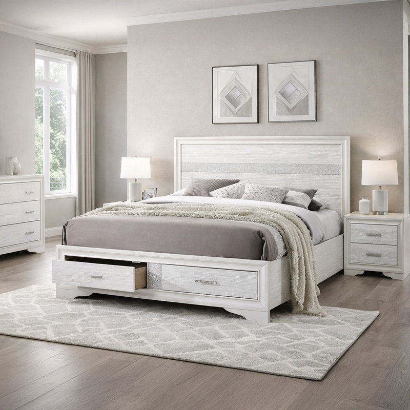 Mirola Solid Wood Platform Storage Bed, Queen