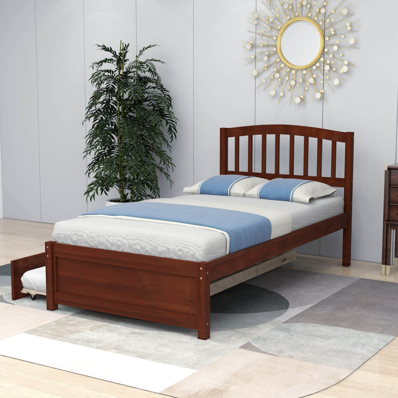 Betio Twin Platform Bed with Trundle, Walnut