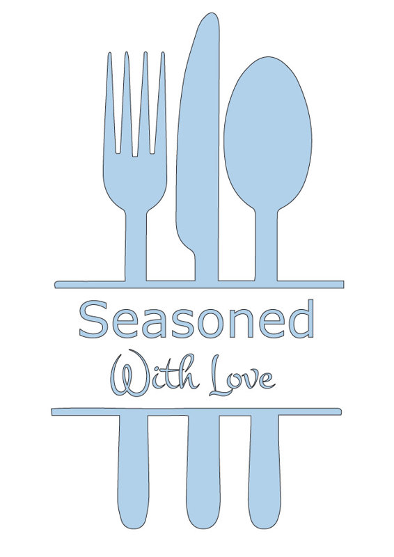 Décalcomanie murale cuisine avec amour, H 48 po x l 27 po x P 0,01 po, Bleu poudré