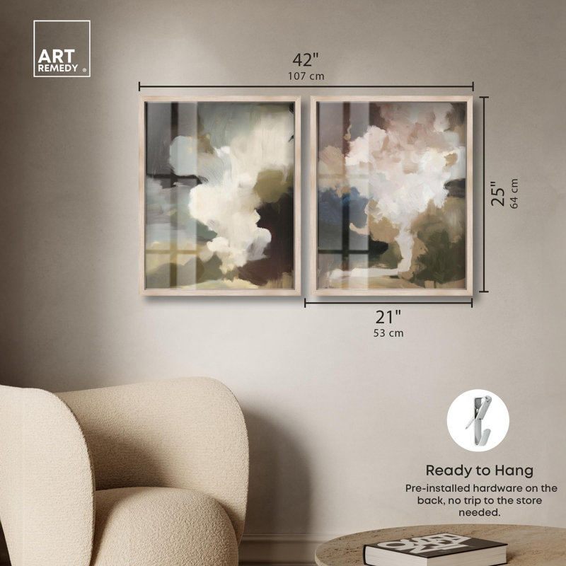 Ensemble de décorations murales bohème Mute Harmony pair par Art Remedy, cadre blond, 20 x 24, H 25 po x l 21 po, Cadre blond
