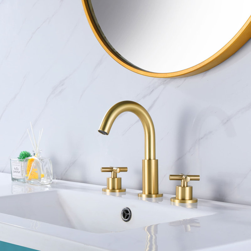 Widespread 2-handle Bathroom Faucet, Brushed Gold