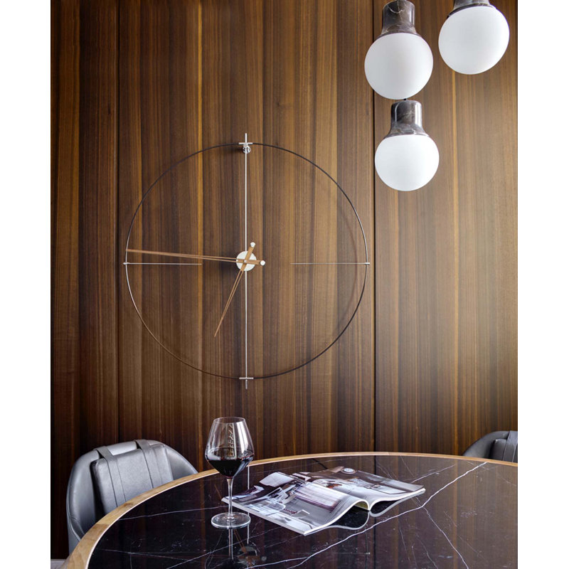Bilbao Metal Analog Wall Clock, Black/Walnut