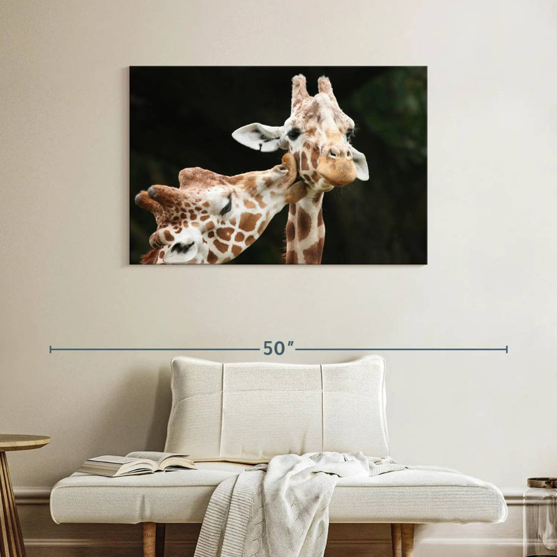 Kissing Giraffes, 26" H x 39" W