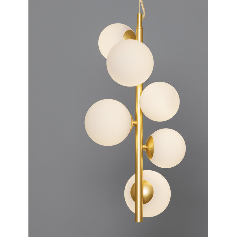 Opal Glass & Matt Gold Metal LED G9 6x5 Watt 230 Volt IP20 Bulb Excluded L: 28 W: 23.2 H: 120 cm Adjustable height, Gold