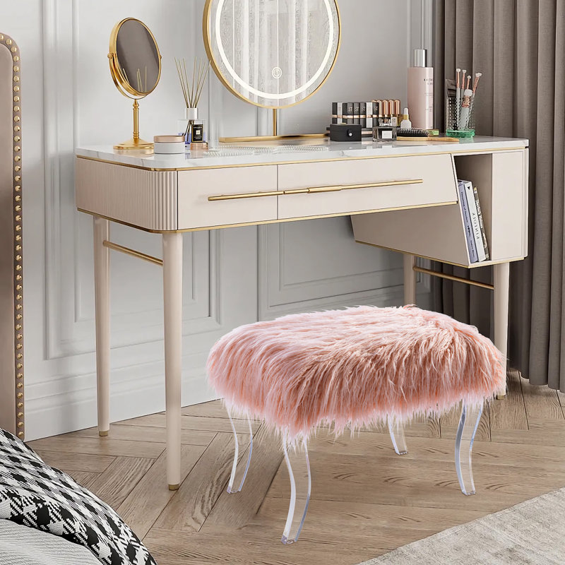 Bryanna Polyester Upholstered Bench, Pink