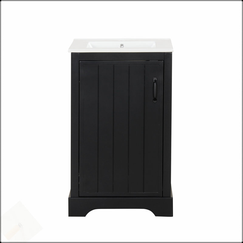 Meuble-lavabo de 20 pouces avec lavabo, porte à fermeture douce, support de rangement et tablette réglable pour espaces compacts