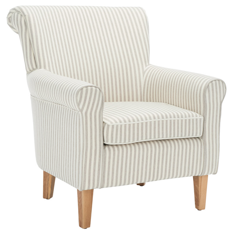 Alanieta Upholstered Armchair, Beige/Gray Linen Blend Stripe
