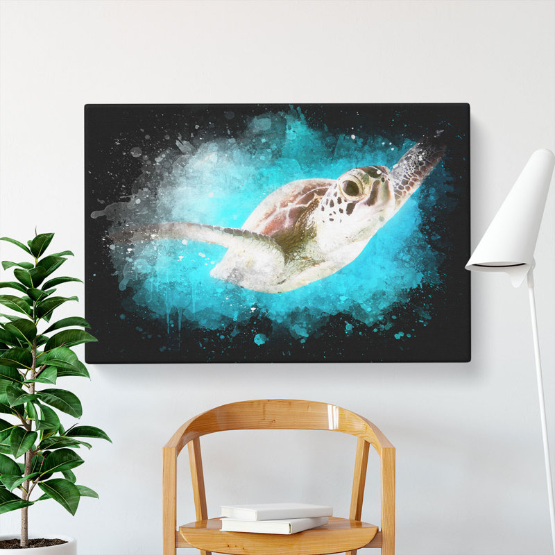 Green Turtle - Wrapped Canvas, 30cm H x 45cm W x 4cm D